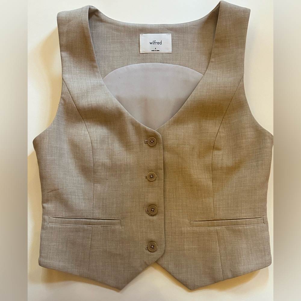 Wilfred Tan Tailored Button Front Vest